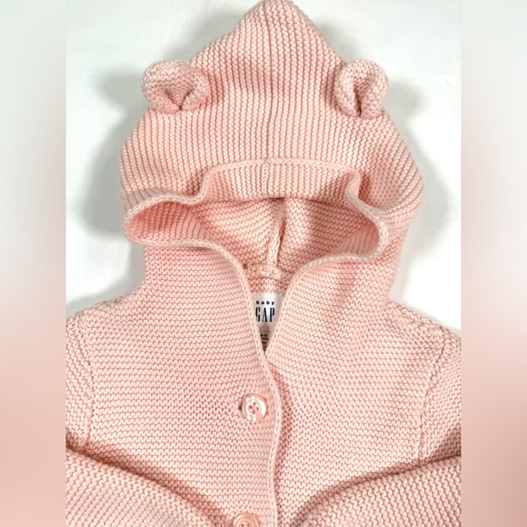 BABY GAP Baby Girls’ Milkshake Pink Baby Bear Ear Garter Cardigan Size 6-12M - Picture 5 of 9